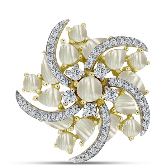 Alfinete de Prata com Banho de Ouro com Mãe de Pérola  Contraste: Cabeca de Veado (800)