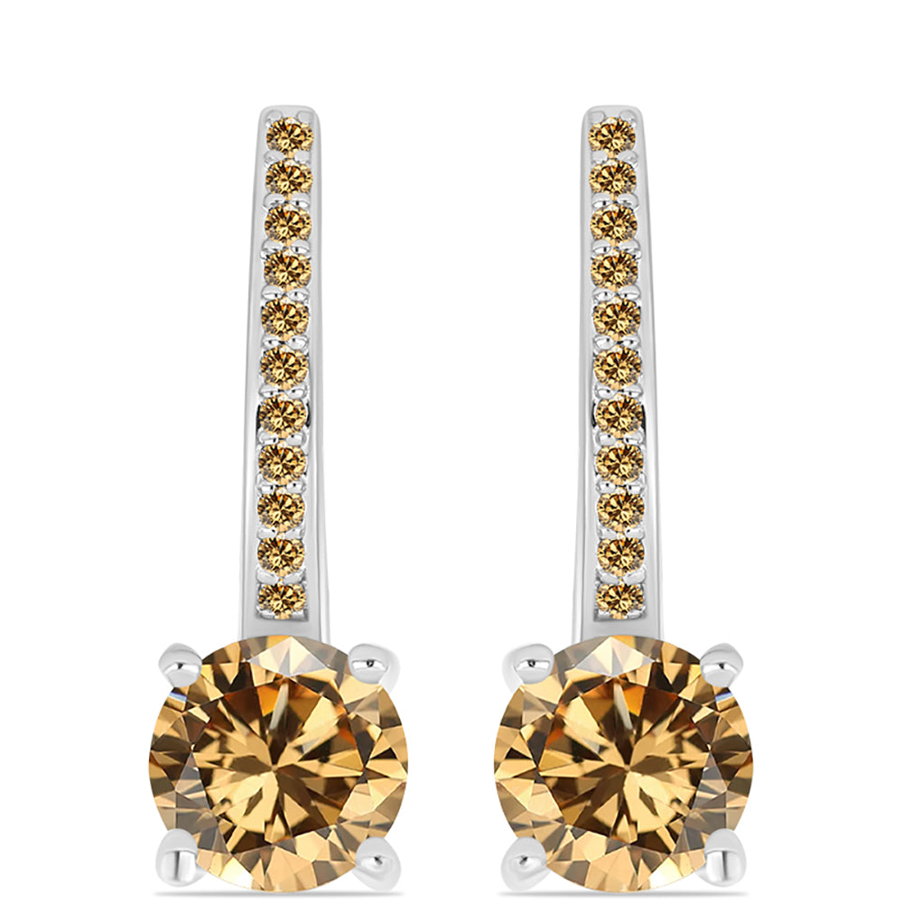 Brincos de Prata com Moissanite Champagne