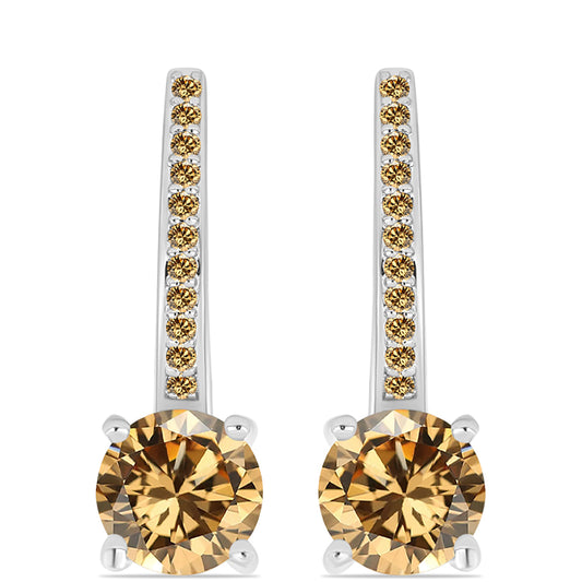 Brincos de Prata com Moissanite Champagne