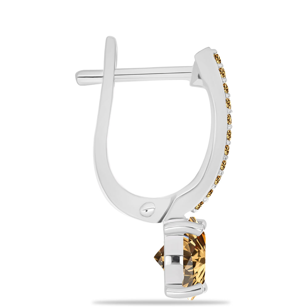 Brincos de Prata com Moissanite Champagne