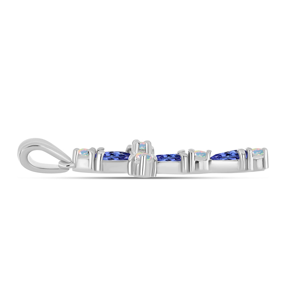 Pendente de Prata com Tanzanite AAA e Opala Branca da Etiópa 2 