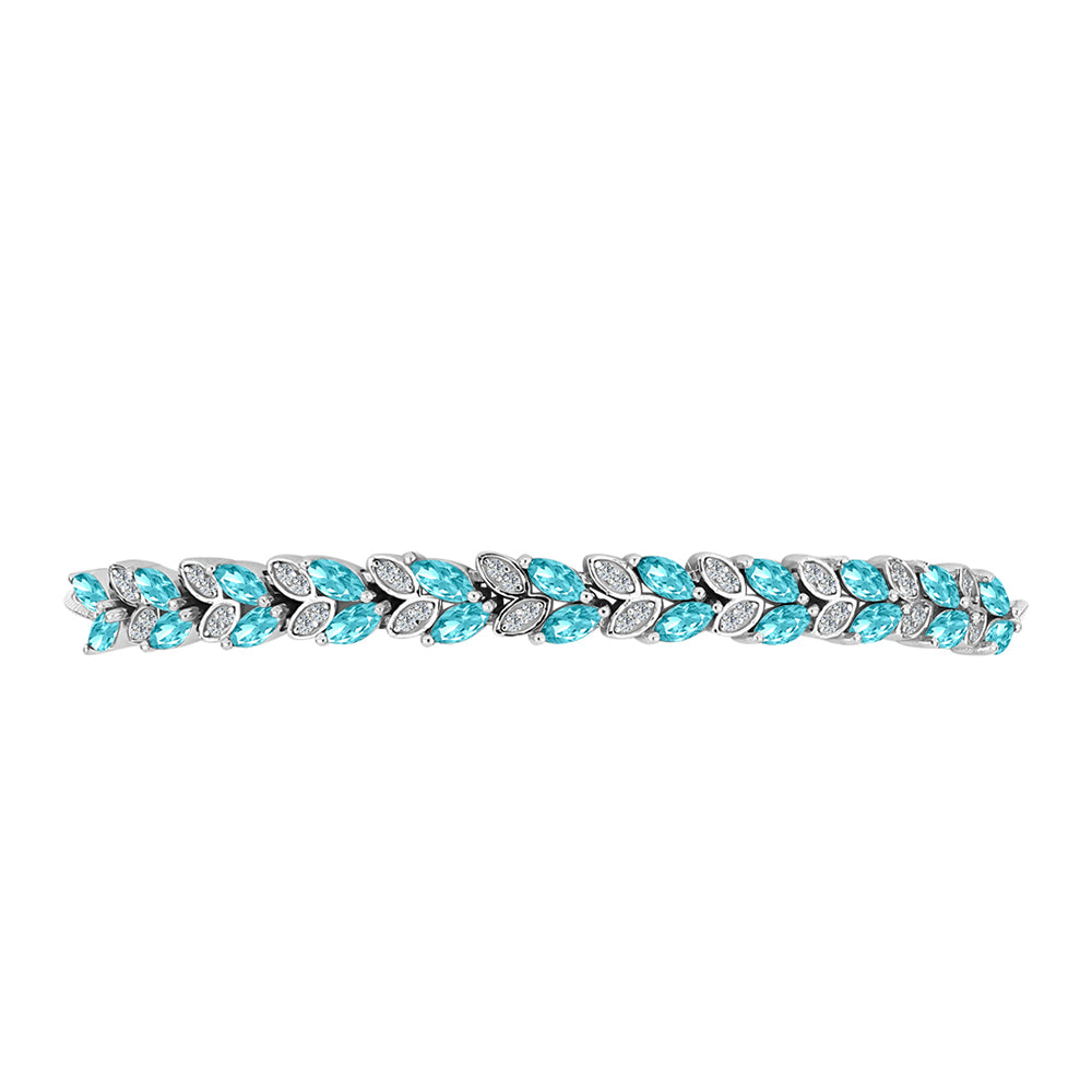 Pulseira de Prata com Quartzo de Paraíba e Topázio Branco  Contraste: Cabeca de Veado (800) 2 