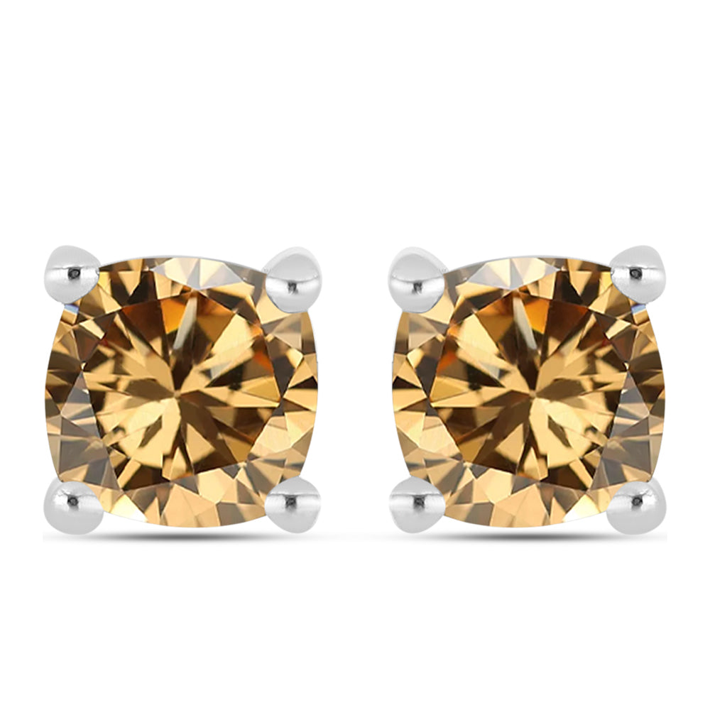 Brincos de Prata com Moissanite Champagne 1 