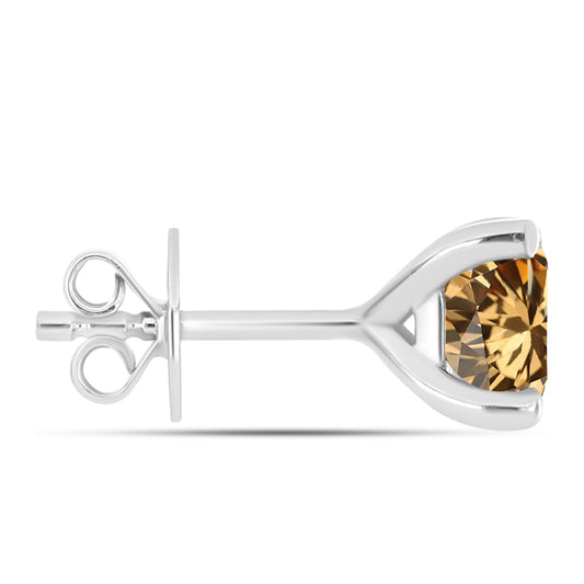 Brincos de Prata com Moissanite Champagne