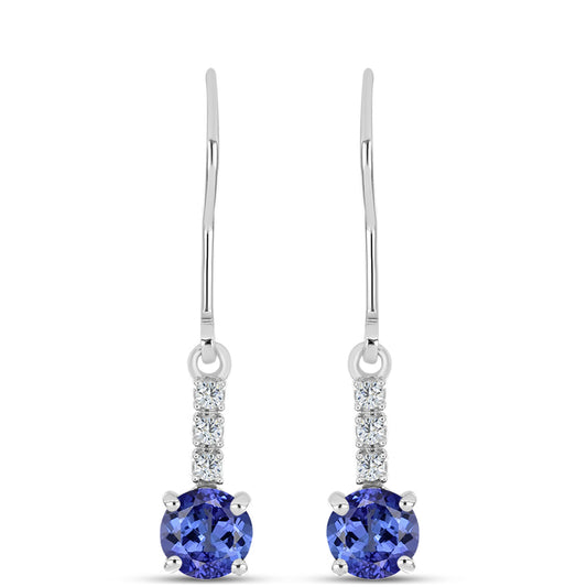 Brincos de Prata com Tanzanite AAA e Topázio Branco