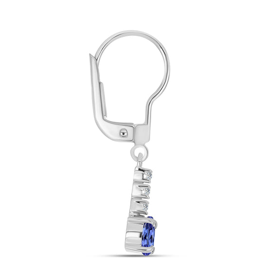 Brincos de Prata com Tanzanite AAA e Topázio Branco