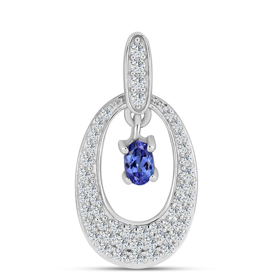 Pendente de Prata com Tanzanite AAA e Topázio Branco