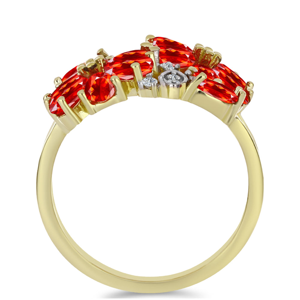 Anel de Prata com Banho de Ouro com Opala Vermelha da Etiópia de Lega Dembi e Topázio Branco  Contraste: Cabeca de Veado (800) 2 