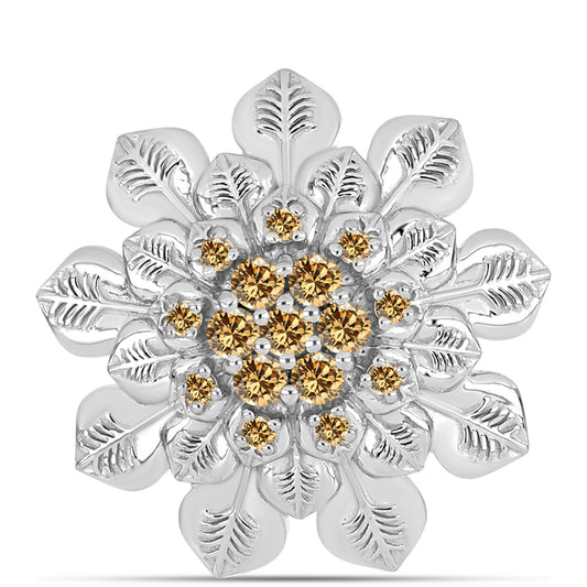 Alfinete de Prata com Moissanite Champagne  Contraste: Cabeca de Veado (800)