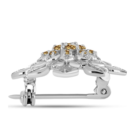 Alfinete de Prata com Moissanite Champagne  Contraste: Cabeca de Veado (800)