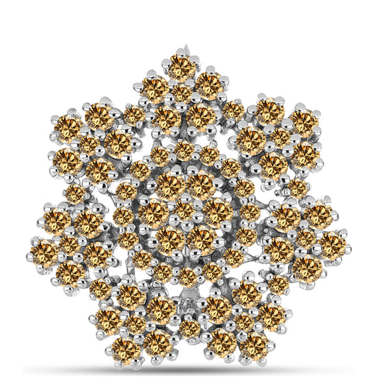 Alfinete de Prata com Moissanite Champagne  Contraste: Cabeca de Veado (800)