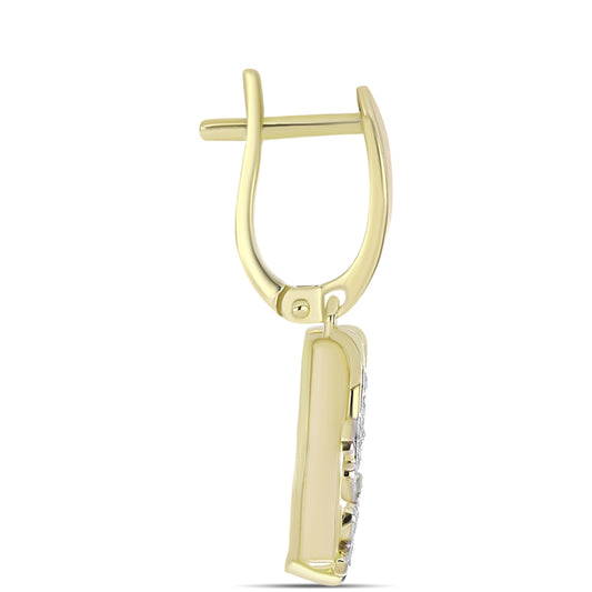 Brincos de Prata com Banho de Ouro com Mãe de Pérola e Topázio Branco