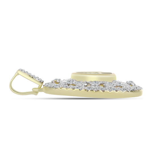 Pendente de Prata com Banho de Ouro com Mãe de Pérola e Topázio Branco