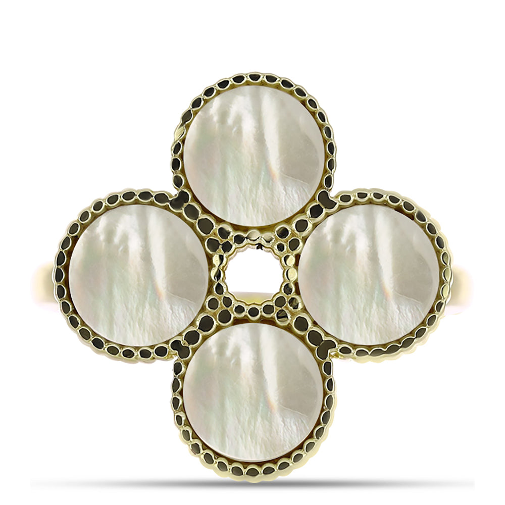 Anel de Prata com Banho de Ouro com Mãe de Pérola  Contraste: Cabeca de Veado (800) 1 