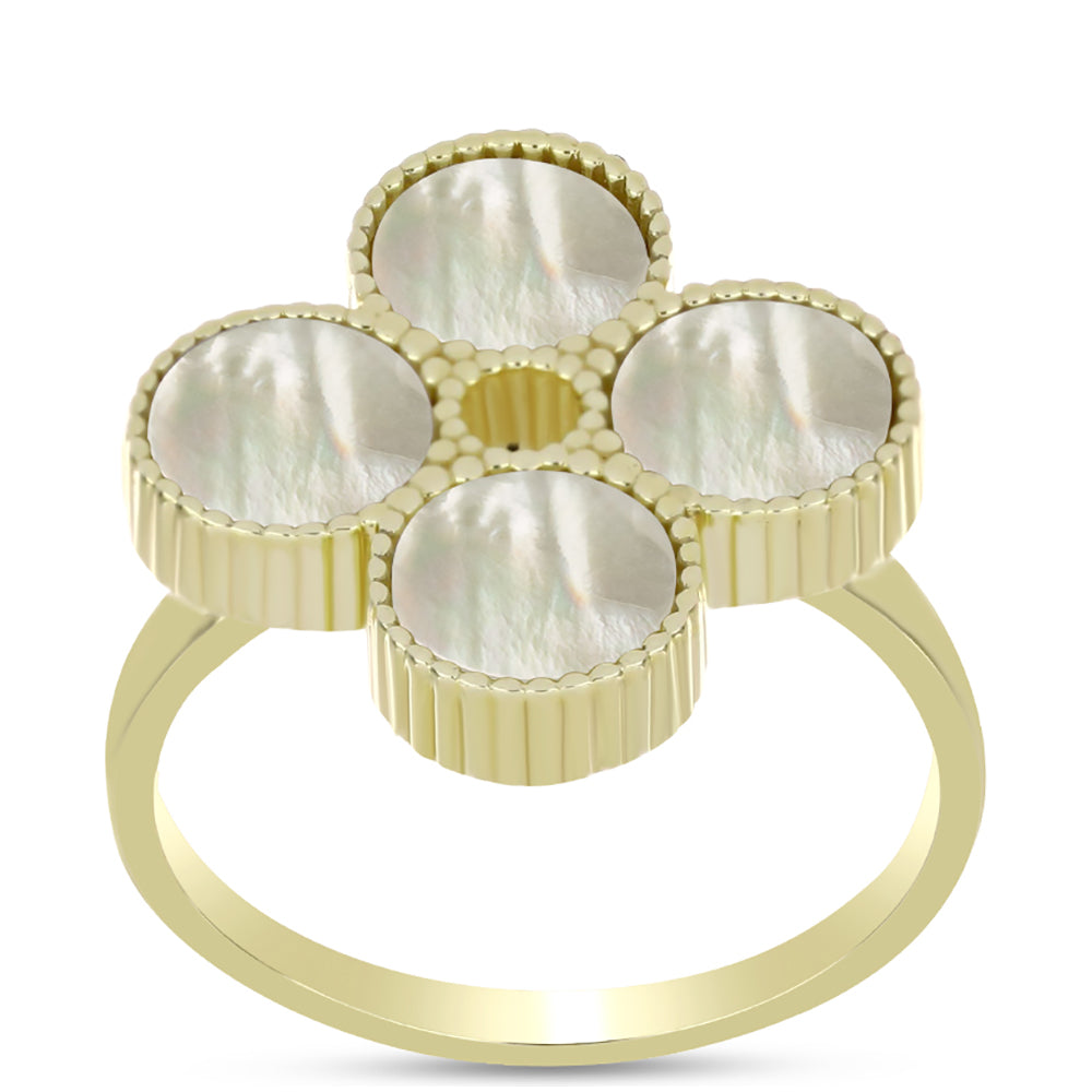 Anel de Prata com Banho de Ouro com Mãe de Pérola  Contraste: Cabeca de Veado (800) 3 