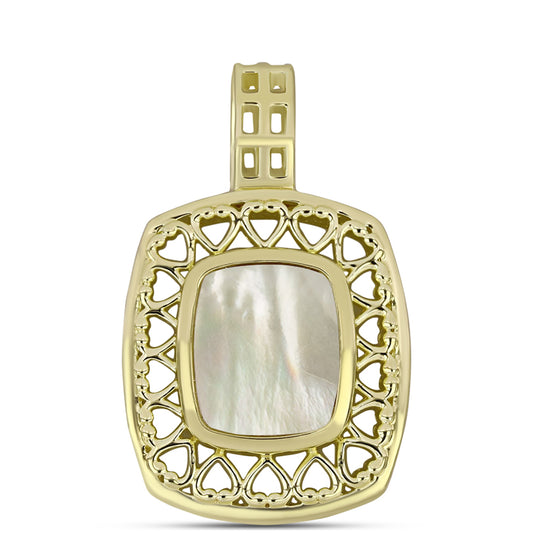 Pendente de Prata com Banho de Ouro com Mãe de Pérola  Contraste: Cabeca de Veado (800)