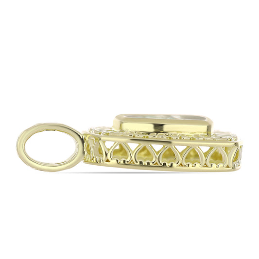 Pendente de Prata com Banho de Ouro com Mãe de Pérola  Contraste: Cabeca de Veado (800)