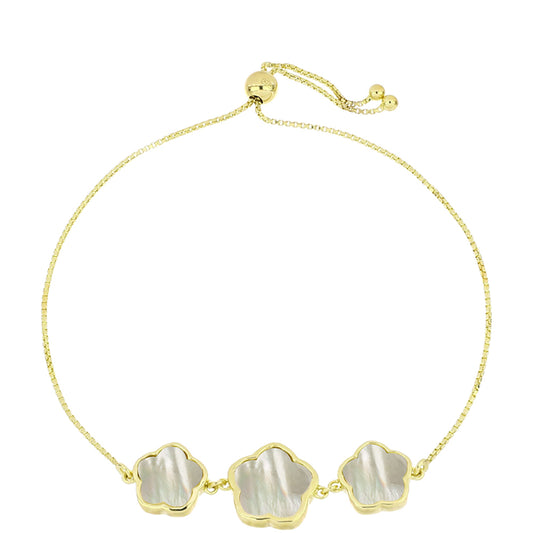 Pulseira de Prata com Banho de Ouro com Mãe de Pérola  Contraste: Cabeca de Veado (800)