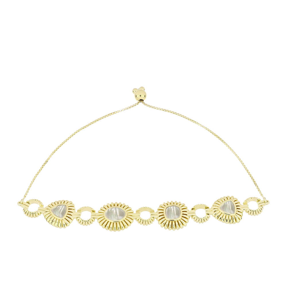 Pulseira de Prata com Banho de Ouro com Mãe de Pérola  Contraste: Cabeca de Veado (800) 1 