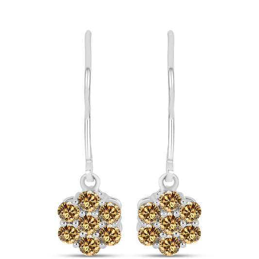Brincos de Prata com Moissanite Champagne