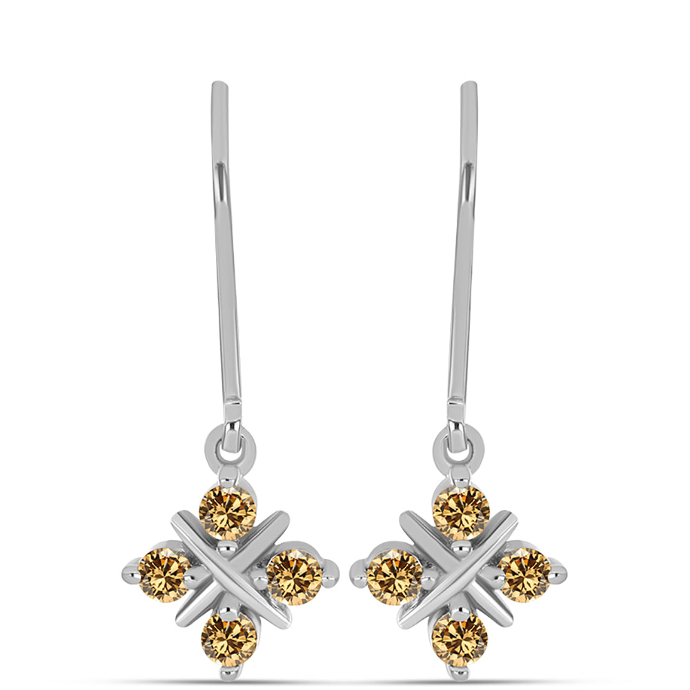 Brincos de Prata com Moissanite Champagne 1 