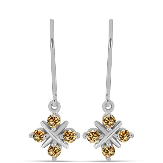 Brincos de Prata com Moissanite Champagne