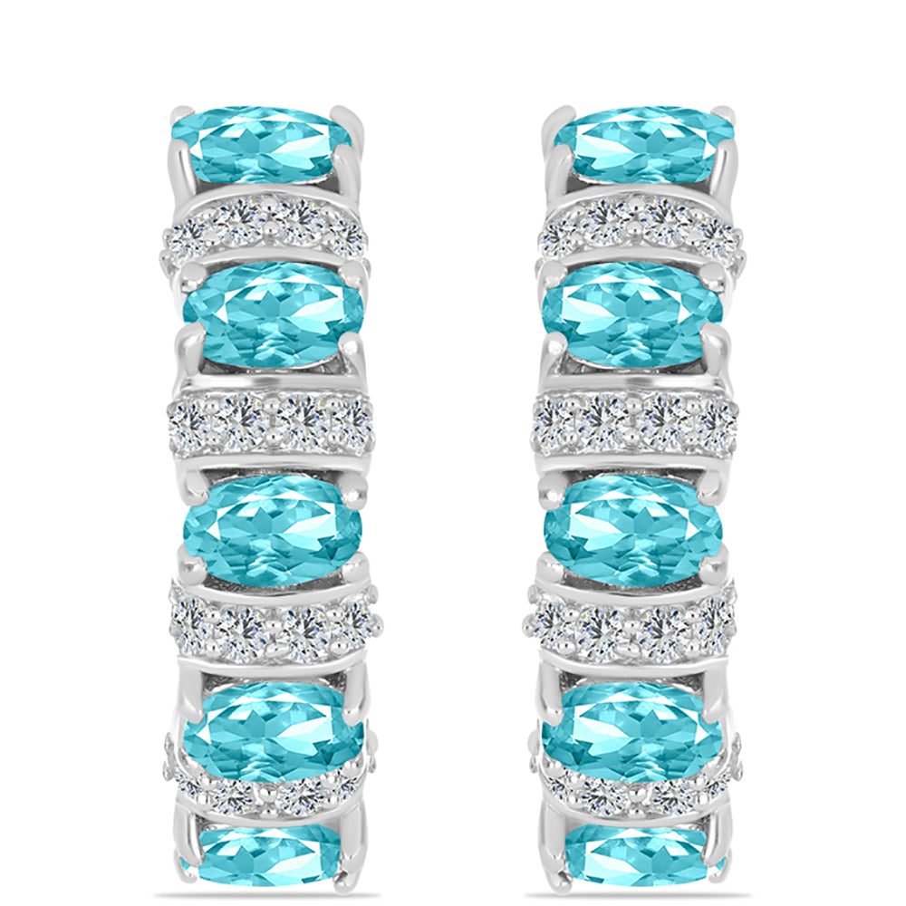 Brincos de Prata com Quartzo de Paraíba e Topázio Branco 1 