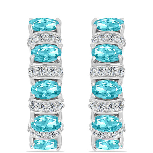 Brincos de Prata com Quartzo de Paraíba e Topázio Branco