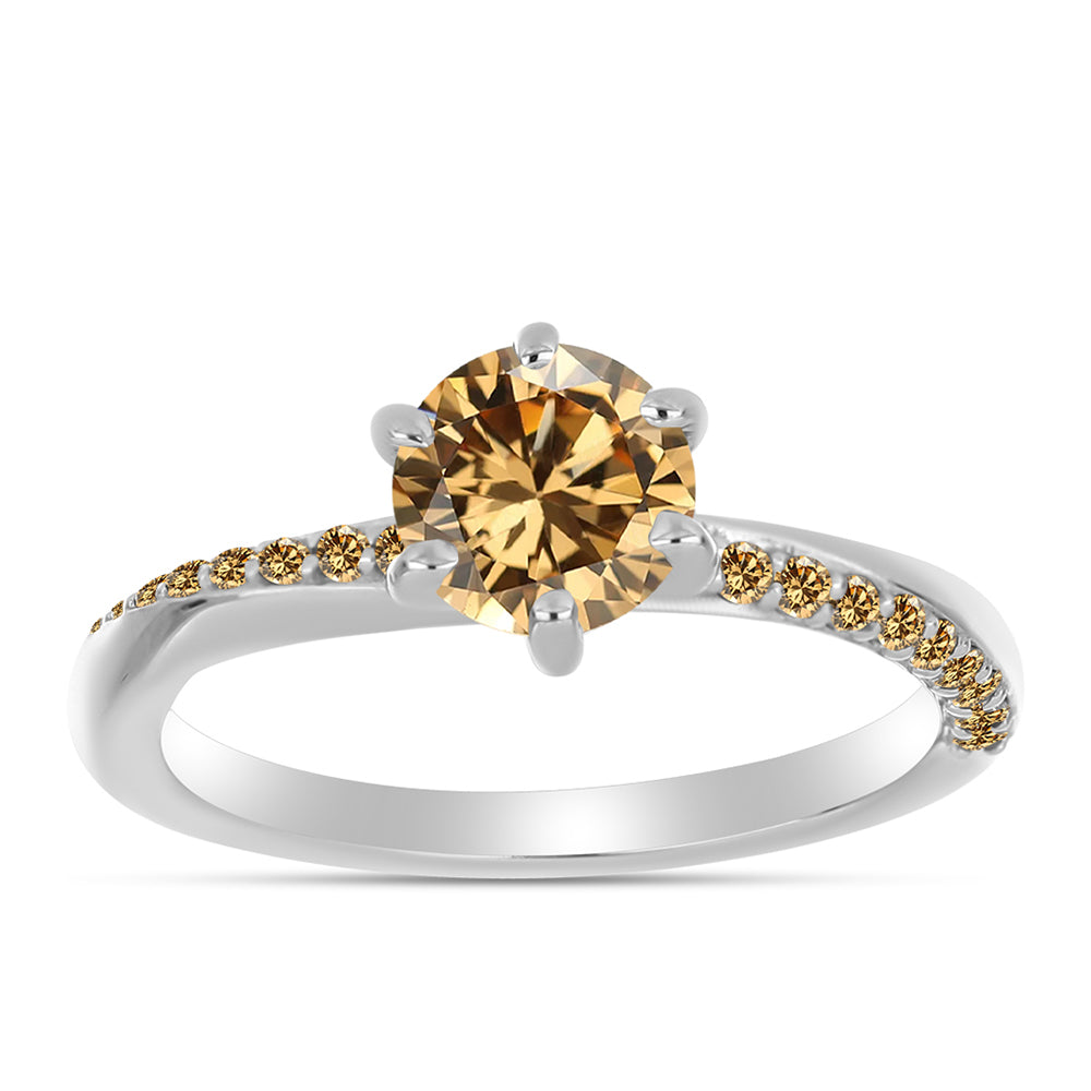 Anel de Prata com Moissanite Champagne