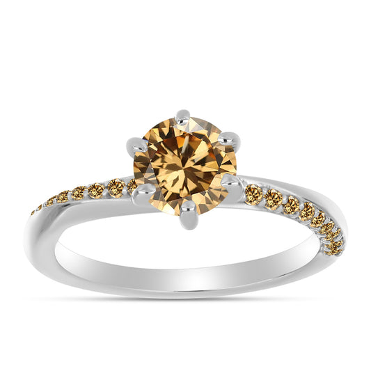 Anel de Prata com Moissanite Champagne