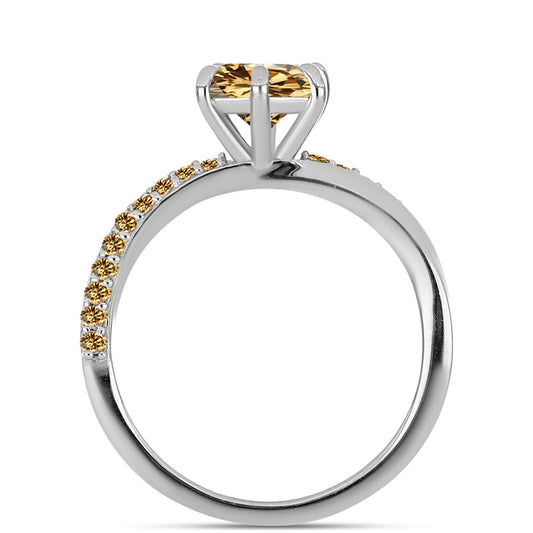 Anel de Prata com Moissanite Champagne