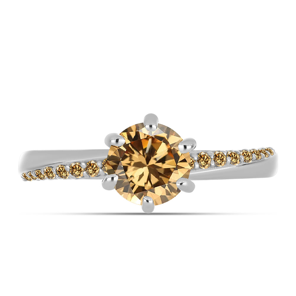 Anel de Prata com Moissanite Champagne