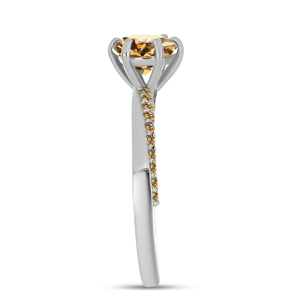 Anel de Prata com Moissanite Champagne