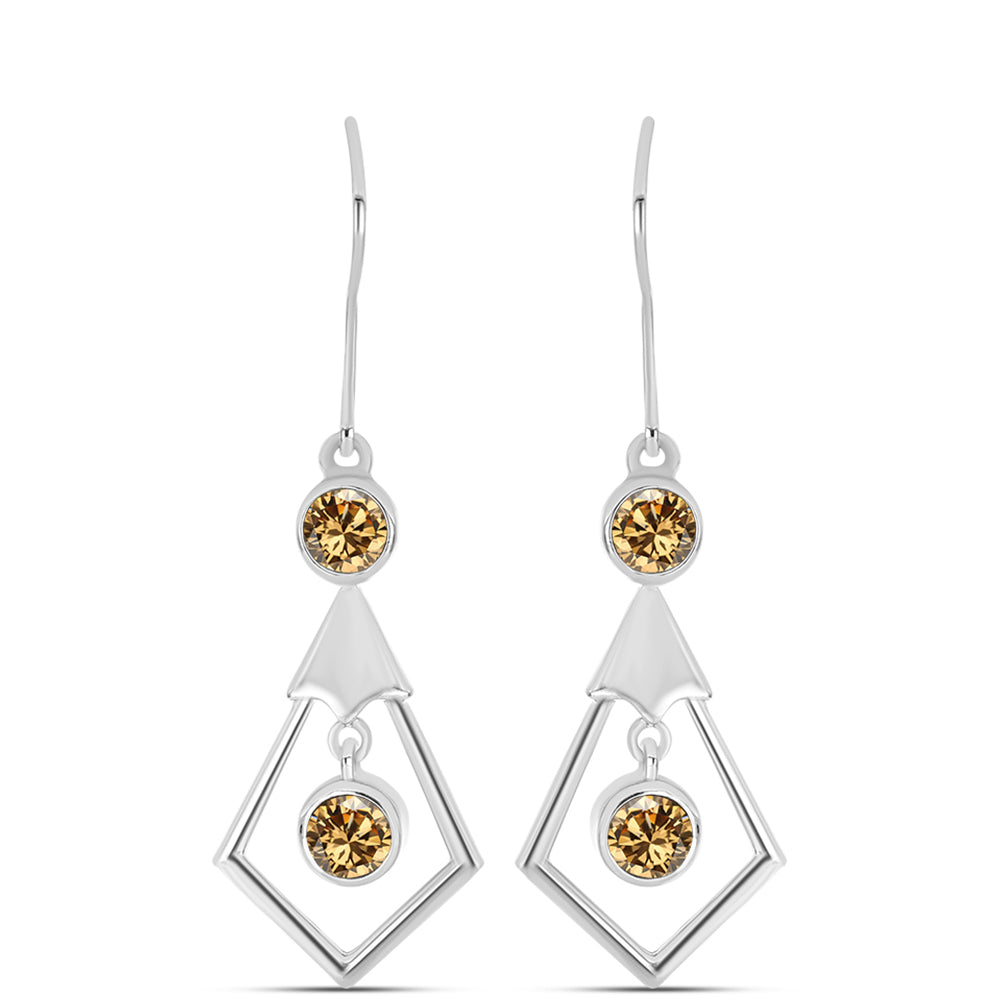 Brincos de Prata com Moissanite Champagne