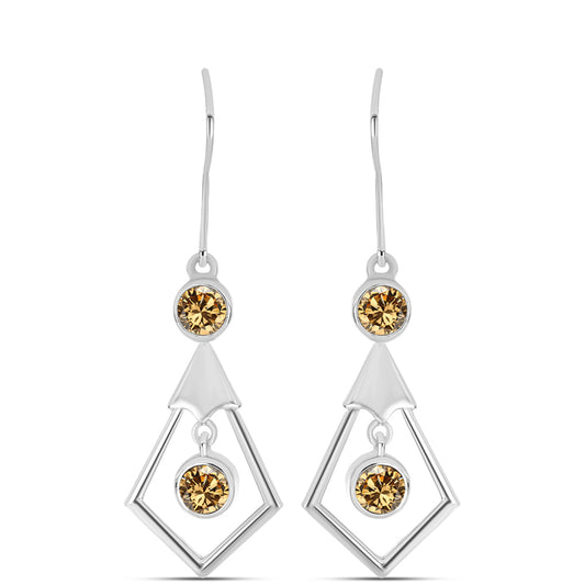 Brincos de Prata com Moissanite Champagne