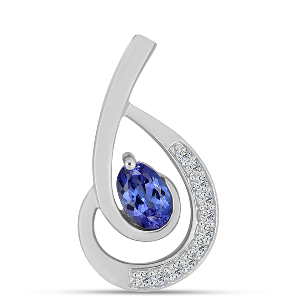 Pendente de Prata com Tanzanite AAA e Topázio Branco 1 
