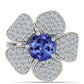 Anel de Prata com Tanzanite AAA e Topázio Branco  Contraste: Cabeca de Veado (800)
