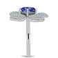 Anel de Prata com Tanzanite AAA e Topázio Branco  Contraste: Cabeca de Veado (800)