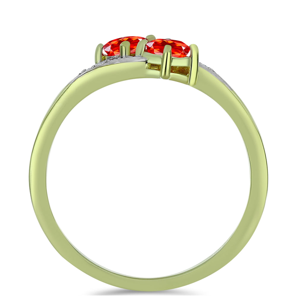 Anel de Prata com Banho de Ouro com Opala Vermelha da Etiópia de Lega Dembi e Topázio Branco 2 