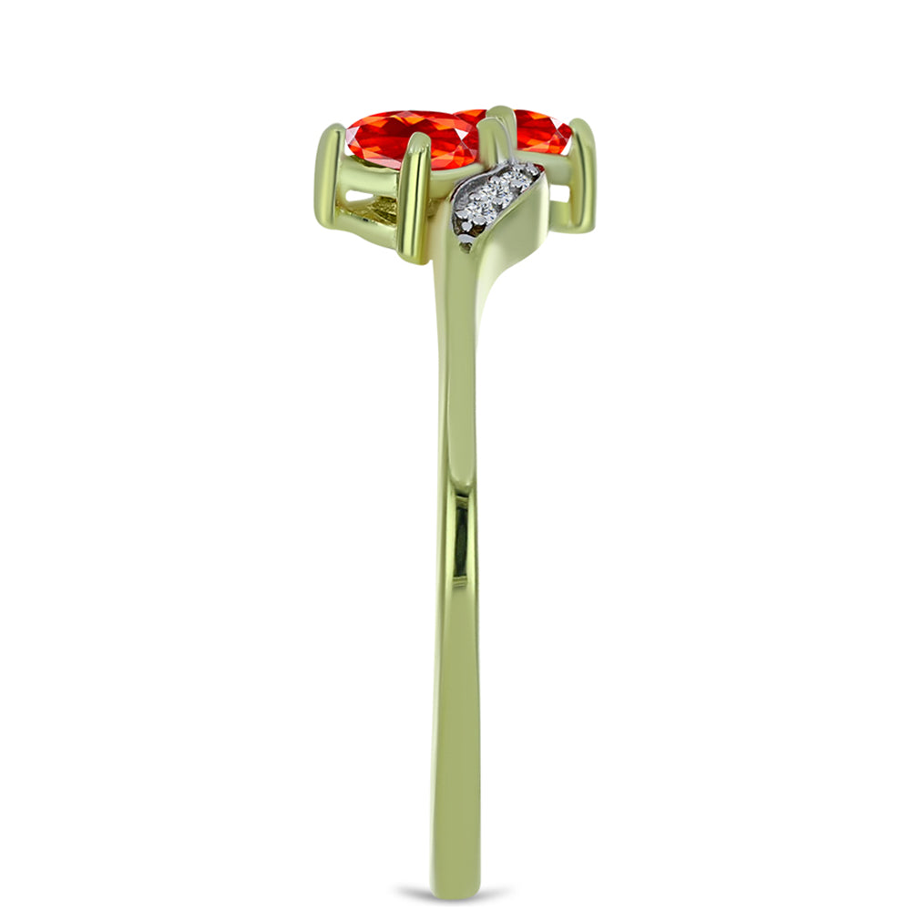 Anel de Prata com Banho de Ouro com Opala Vermelha da Etiópia de Lega Dembi e Topázio Branco 4 