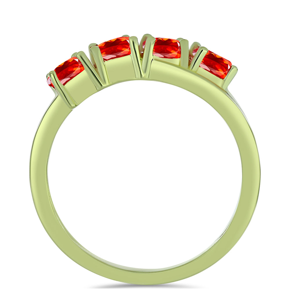 Anel de Prata com Banho de Ouro com Opala Vermelha da Etiópia de Lega Dembi