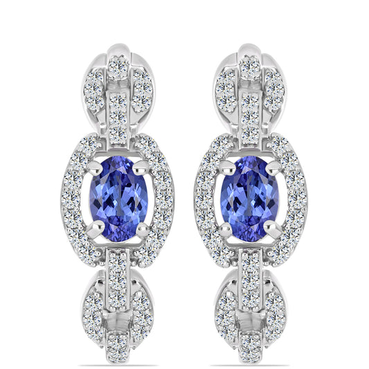 Brincos de Prata com Tanzanite AAA e Topázio Branco