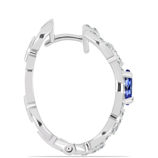 Brincos de Prata com Tanzanite AAA e Topázio Branco