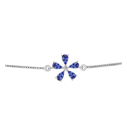 Pulseira de Prata com Tanzanite AAA e Topázio Branco