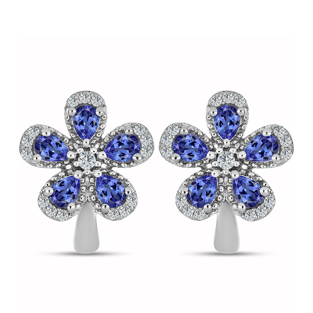 Brincos de Prata com Tanzanite AAA e Topázio Branco 1 