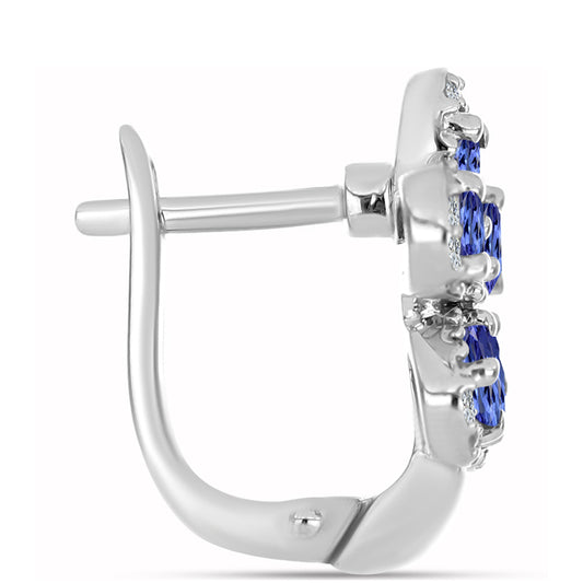 Brincos de Prata com Tanzanite AAA e Topázio Branco