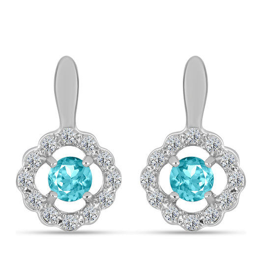 Brincos de Prata com Quartzo de Paraíba e Topázio Branco