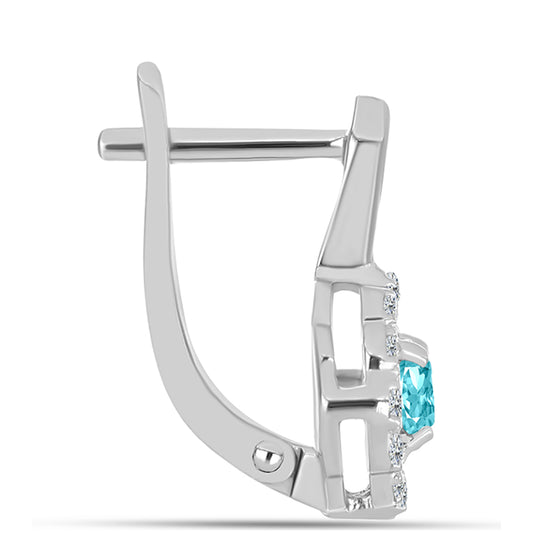 Brincos de Prata com Quartzo de Paraíba e Topázio Branco