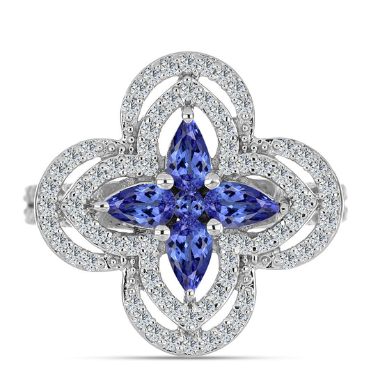 Anel de Prata com Tanzanite AAA  Contraste: Cabeca de Veado (800)