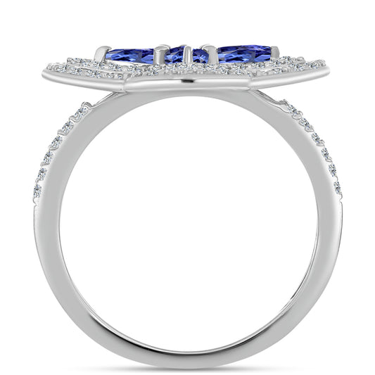 Anel de Prata com Tanzanite AAA  Contraste: Cabeca de Veado (800)